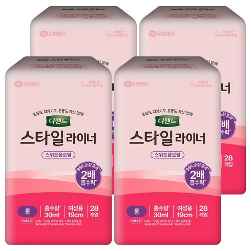 디펜드 여성용 스타일 라이너 스위트플로럴향, 28개입, 4개