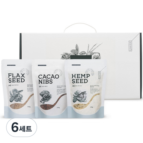 착한습관 슈퍼푸드 3종 카카오닙스 + 햄프씨드 + 볶음아마씨, 6세트