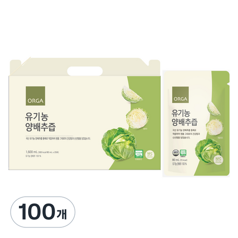 올가홀푸드 양배추즙, 80ml, 100개