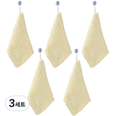 다사바바 6겹 엠보 순면 거즈 파스텔 손수건 5p, 옐로우, 3세트