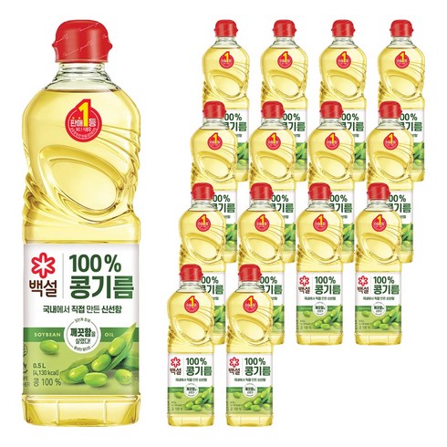 백설 콩기름, 500ml, 15개