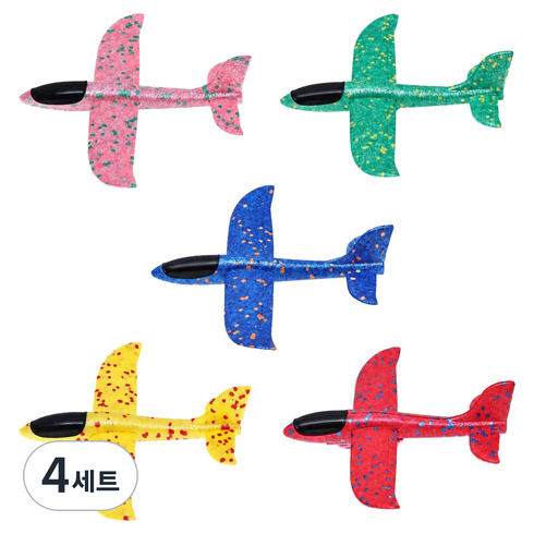 피앤비유니티 스치로폼 글라이더 비행기 세트, 03 핑크, 블루, 옐로우, 그린, 레드, 4세트
