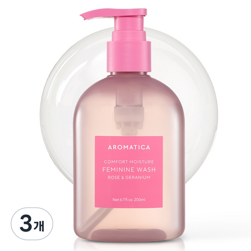아로마티카 컴포트 모이스처 워시 로즈 & 제라늄, 3개, 200ml