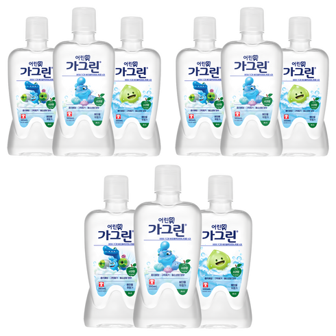 가그린 어린이용 구강세정제 사과향, 380ml, 9개