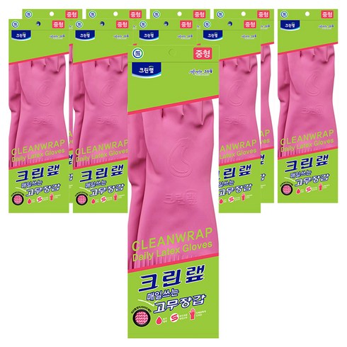 크린랩 매일쓰는 고무장갑, 핑크, 중(M), 10개