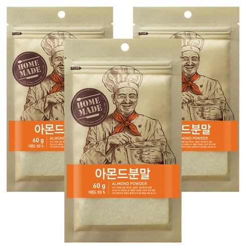 큐원 홈메이드 아몬드 분말, 60g, 3개