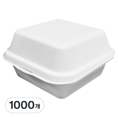 펄프 햄버거 용기 B-003 화이트, 1개입, 1000개