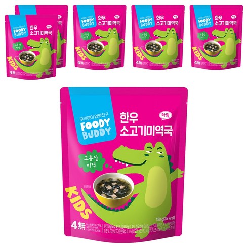 푸디버디 유아용 한우 소고기미역국, 180g, 6개