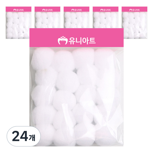 유니아트 1000 퐁퐁 30mm, 흰색, 24개