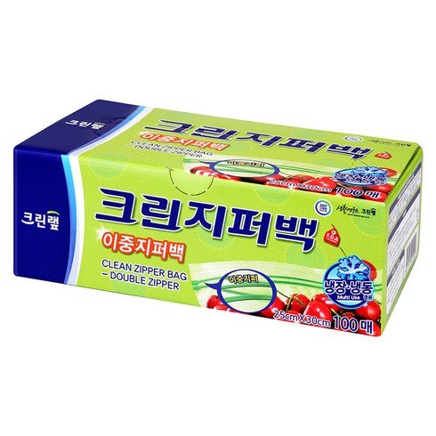 크린랩 크린 이중지퍼백, 대(L), 100개입, 1개
