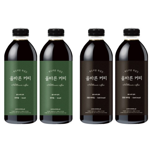 올바른커피 콜드브루 원액 더치커피 브라질 + 진한 브라질, 1L, 1개입, 2세트