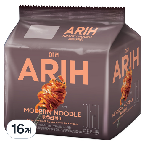 팔도 아리 모던누들 후추라볶이 140g, 16개