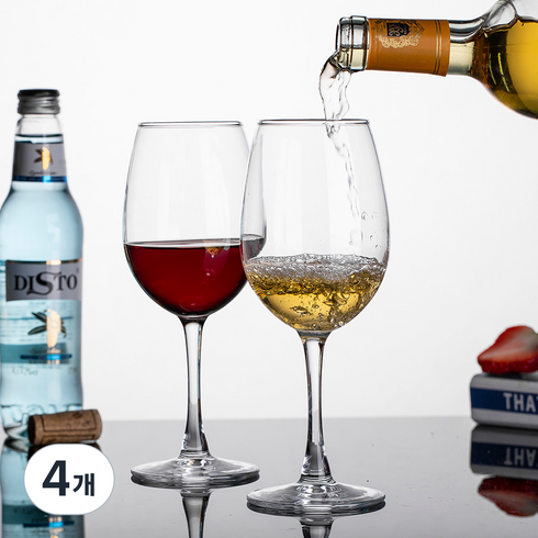 삼호유리 투명 레드 와인잔 EJ5201, 350ml, 4개