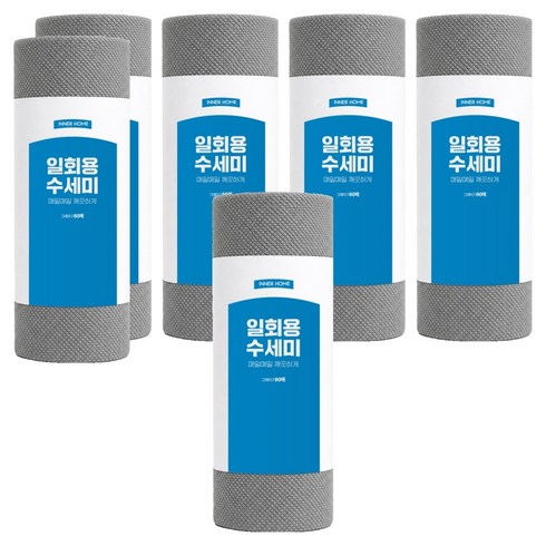이너홈 일회용 수세미, 그레이, 60개, 6개