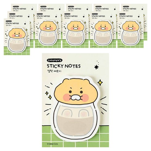 카카오프렌즈 춘식이 오디너리 형태 점착 메모지, 유리병, 40매, 12개