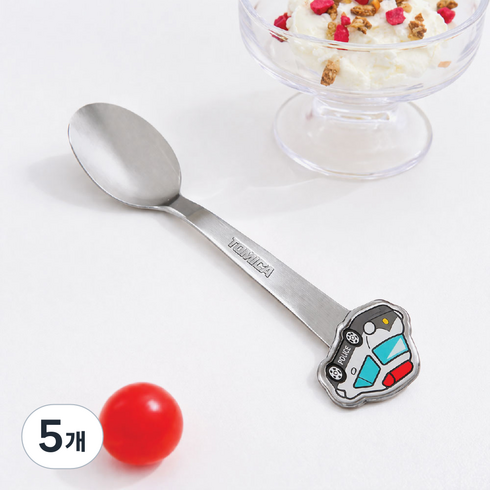 스케이터 마스코트 스텐 디저트 스푼 TOMICA폴리스 DSS1C, 혼합색상, 5개