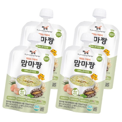 짱죽 맛있는 이유식 맘마짱 10개월부터 1p, 전복노른자진밥, 120g, 4개