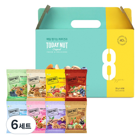투데이넛 너트한줌 8종 견과선물세트 800g, 6세트
