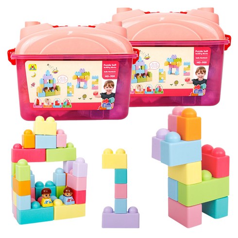 GENTOY 소프트 베베블럭 51p, 핑크, 2개