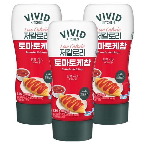 비비드키친 저칼로리 토마토케찹, 320g, 3개