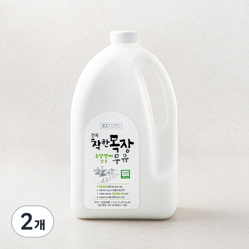 건국유업 무항생제인증 착한목장 우유, 2.3L, 2개
