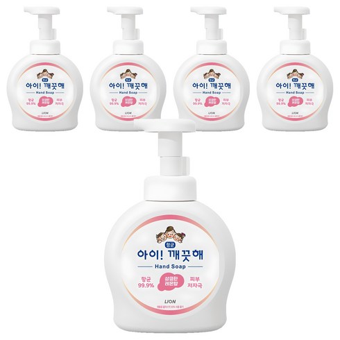 아이깨끗해 항균 폼 핸드워시 레몬향, 490ml, 5개