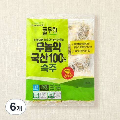 풀무원 무농약 국산 숙주, 260g, 6봉