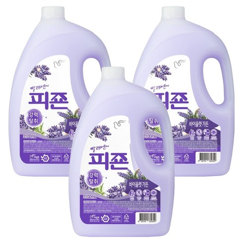 피죤 강력탈취 섬유유연제 바이올렛 가든 본품, 3.1L, 3개