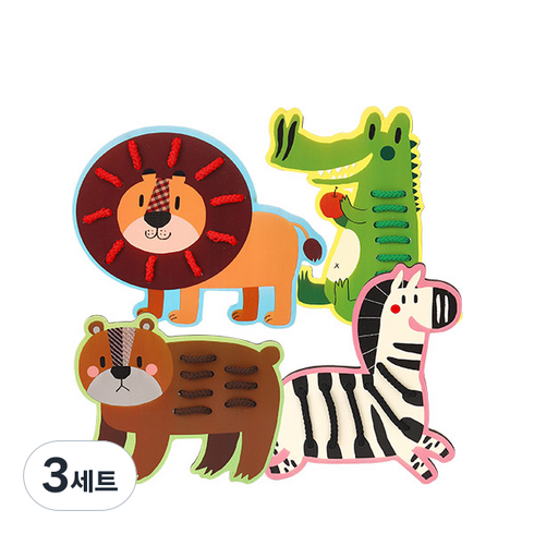 캐스비 튼튼 로프실꿰기 동물, 3세트