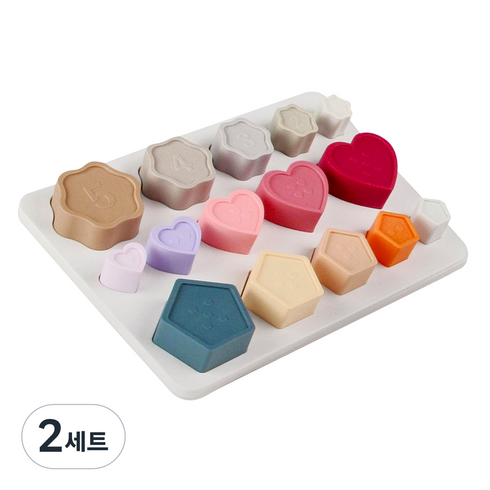 조이올리 유아용 발달 실리콘 모양 퍼즐 세트, 혼합색상, 2세트