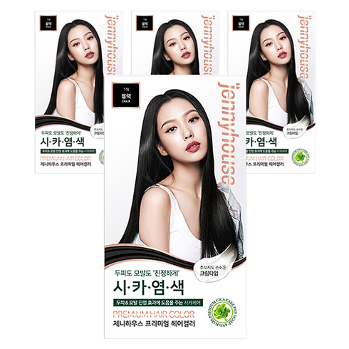 제니하우스코스메틱 프리미엄 헤어컬러 염모제, 블랙1N, 4개