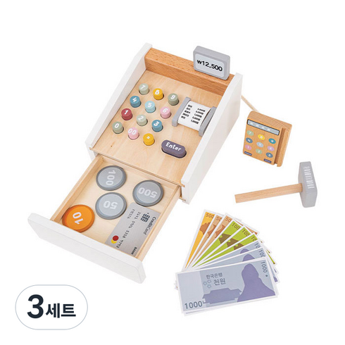 피에스타 원목 계산기 소꿉놀이, 혼합색상, 3세트