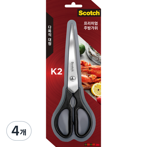스카치 다목적 프리미엄 주방가위, 블랙, 4개