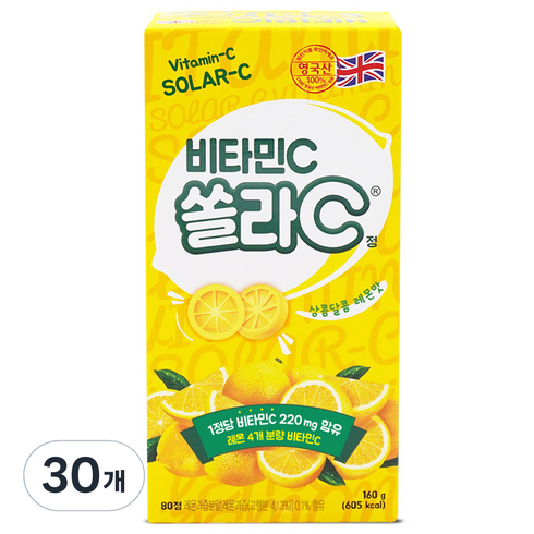 고려은단 쏠라C 정 레몬맛, 80정, 30개