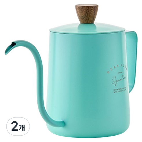 빈플러스 시그니처 커피 드립포트 구스넥 민트, 단품, 600ml, 2개