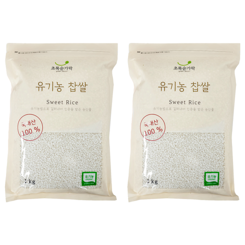 초록숟가락 유기농 찹쌀, 1kg, 2개