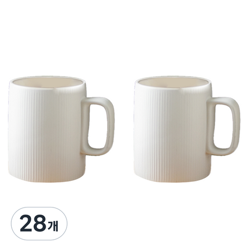 윤도자기 차곡 머그컵 380ml, 아이보리, 28개