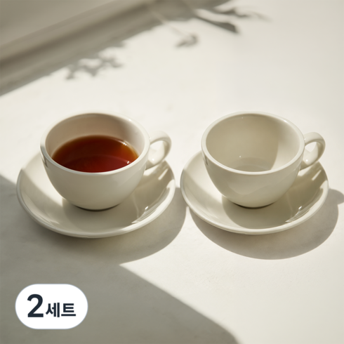 메종오브제 로렌스 커피잔 + 받침 2인세트, 크림화이트, 2세트