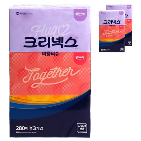 크리넥스 미용티슈 콤비 2겹 3입, 280매, 9개