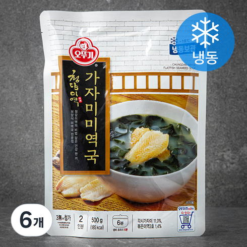 오뚜기 청담미역 가자미미역국 (냉동), 6개, 500g