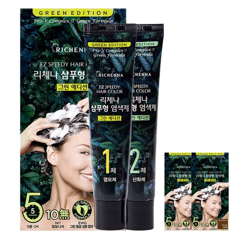 리체나 이지스피디 헤어칼라 그린 에디션 염색제, 부드러운갈색, 3개