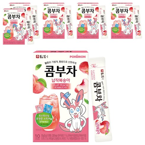 담터 포켓몬 납작복숭아 콤부차, 5g, 10개입, 6개