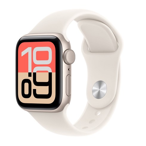 Apple 2025 애플워치 SE3 알루미늄 케이스, 스타라이트, 40mm, GPS, 스타라이트, S/M