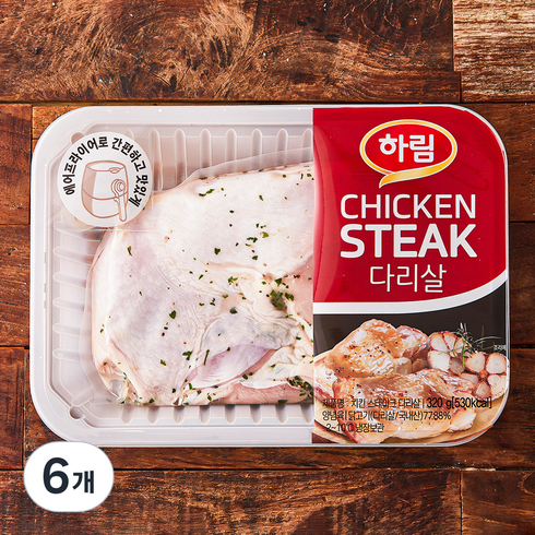 하림 치킨 스테이크 다리살 (냉장), 320g, 6개