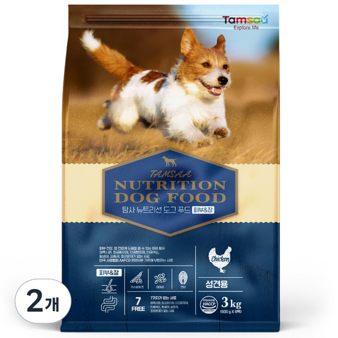 탐사 프리미엄 뉴트리션 도그 푸드 강아지 사료 피부&장, 치킨, 2개, 3kg