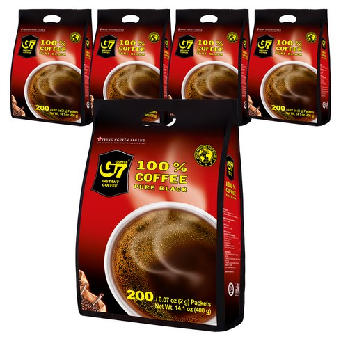 G7 퓨어블랙 원두커피믹스, 2g, 200개입, 5개