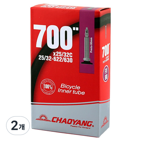 차오양 700X25/32C 80mm 프레스타 자전거 튜브, 2개