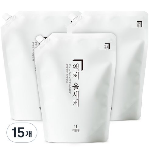 살림백서 액체 울세제 리필, 1L, 1개입, 15개