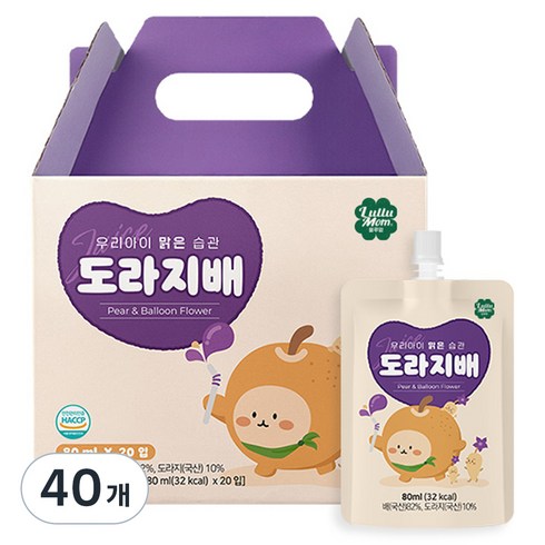 룰루맘 도라지배 선물박스, 80ml, 40개