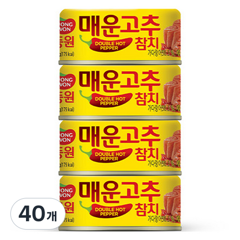 동원참치 매운 고추참치 통조림, 135g, 40개
